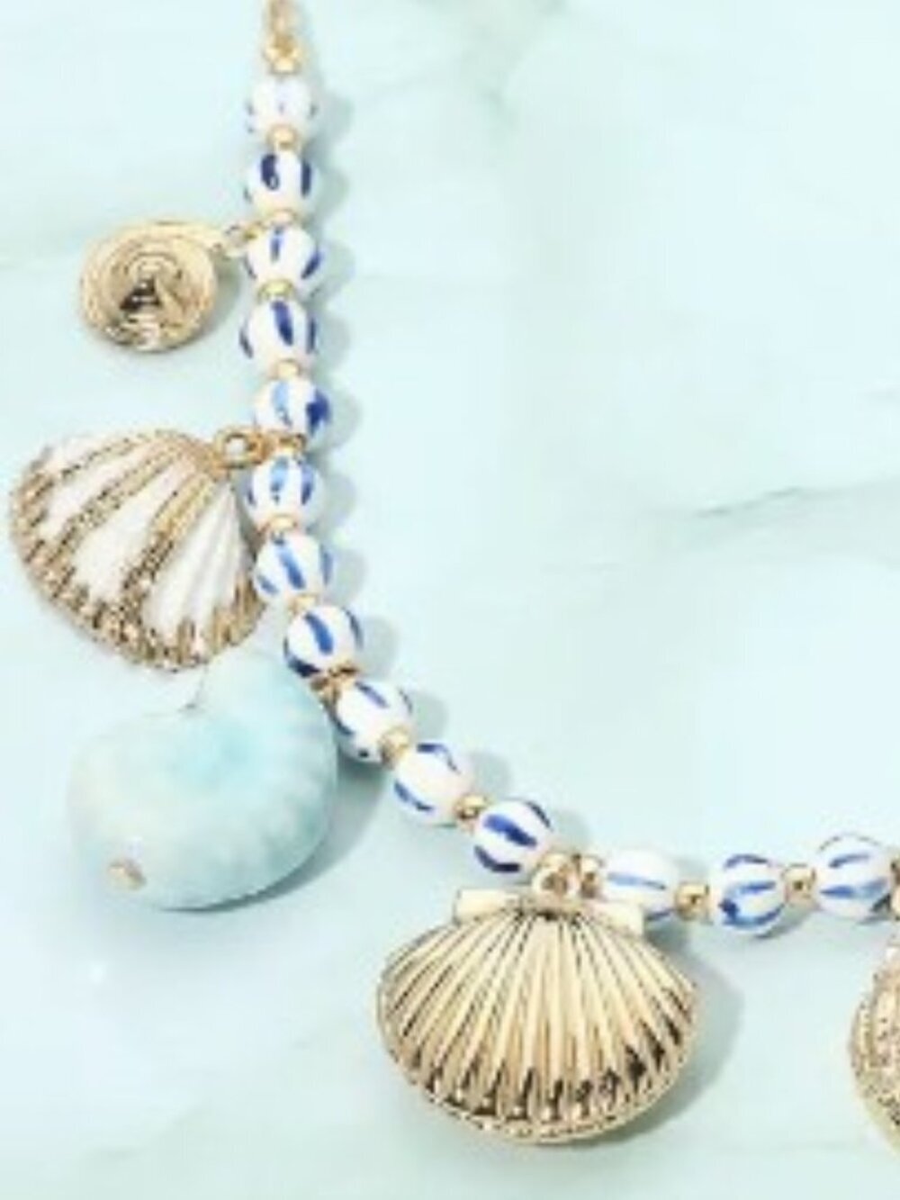 Ocean 🌊 Inspired Pendant Coastal Charm Beaded Necklace - Picture 2 of 3